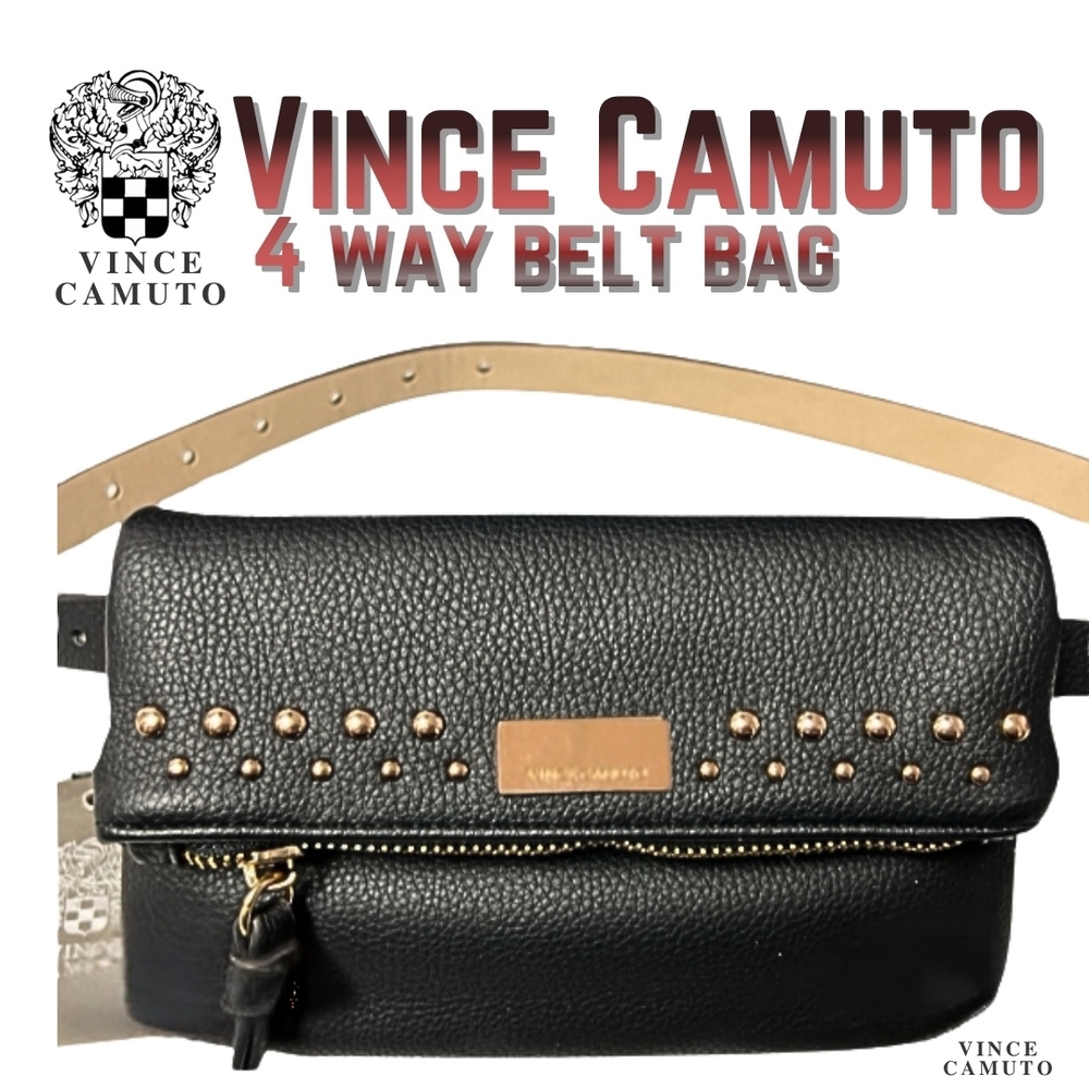 Vince Camuto Medium Large Black Belt Bag Crossbody Shoulder Clutch New